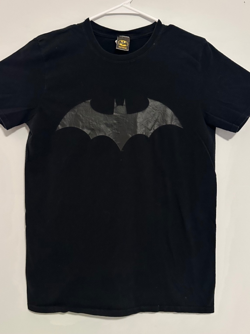 Batman Logo Graphic Print T-Shirt Small Black Y2K DC Comics Short Sleeve